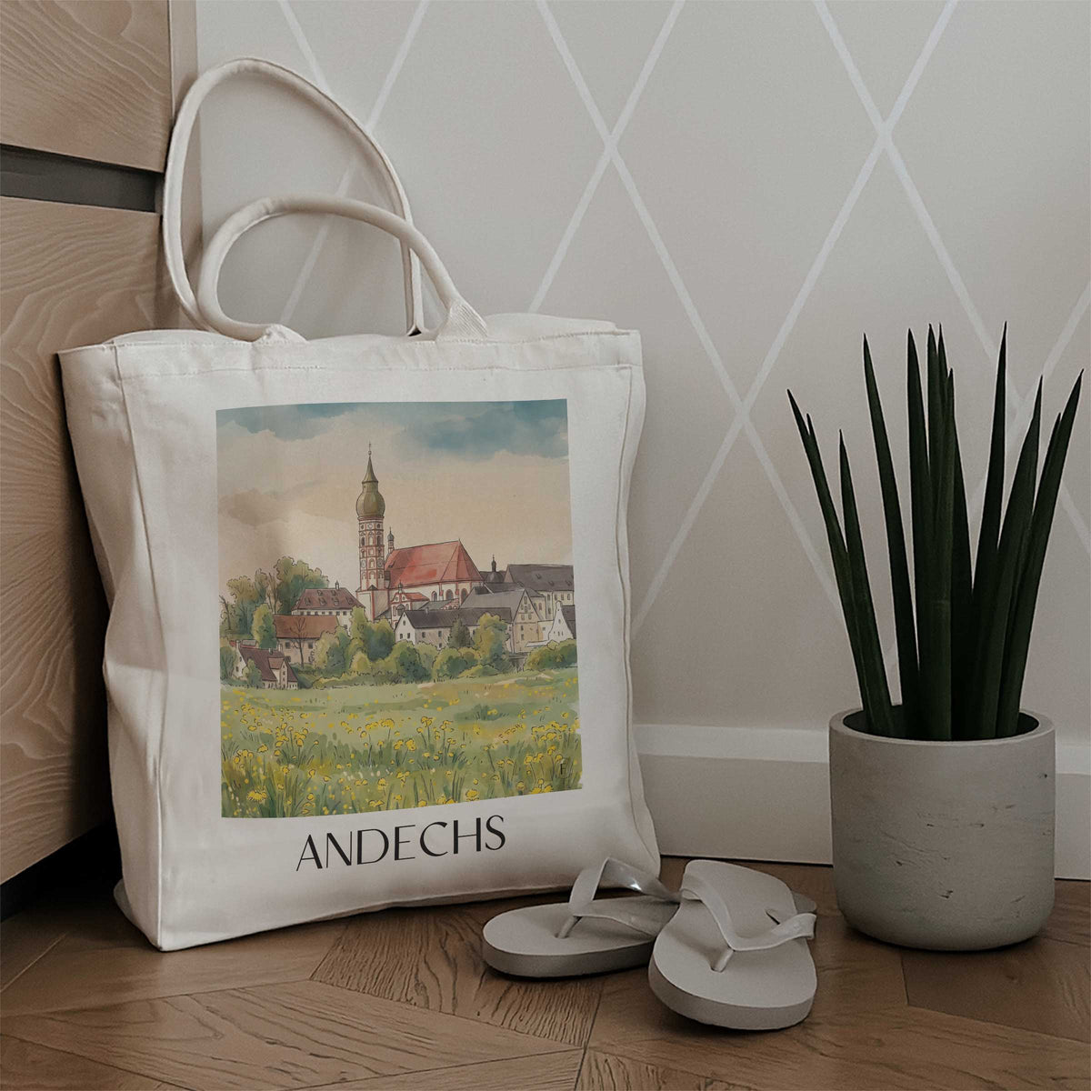 andechs-bayern-deutschland-einkaufstasche-aquarell