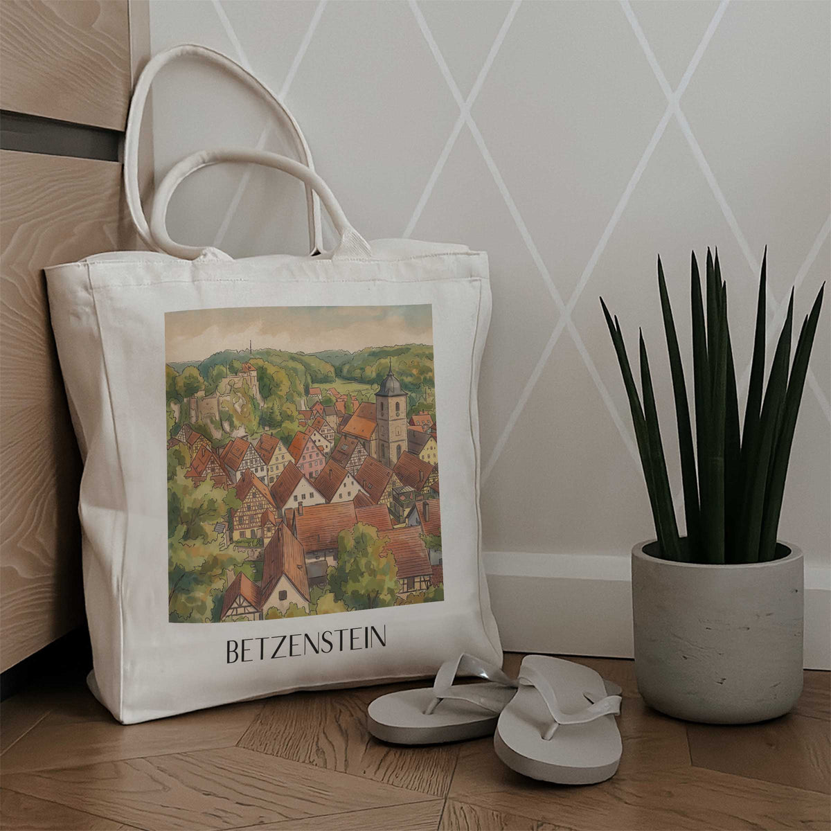 betzenstein-fränkische-schweiz-deutschland-einkaufstasche-aquarell