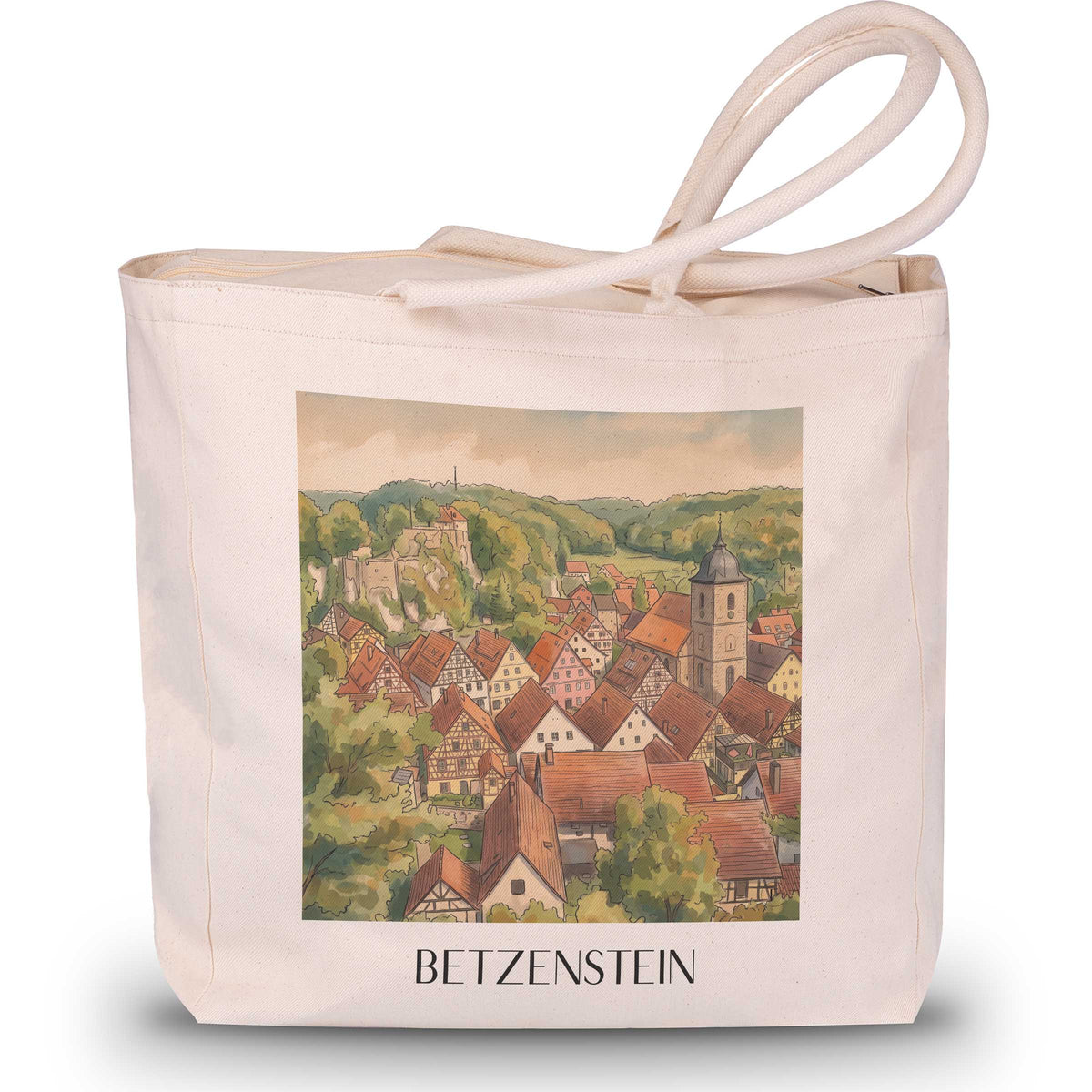 Betzenstein Shopping Tasche - Fränkische Schweiz - Deutschland Tote Bag - Einkaufstasche im Aquarell Stil