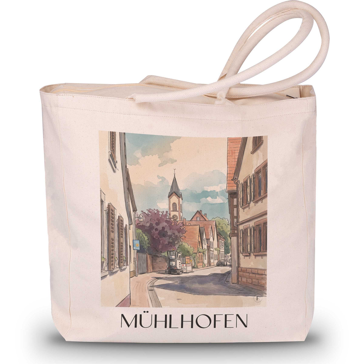 Mühlhofen Shopping Tasche - Neckarbecken - Deutschland Tote Bag - Einkaufstasche im Aquarell Stil