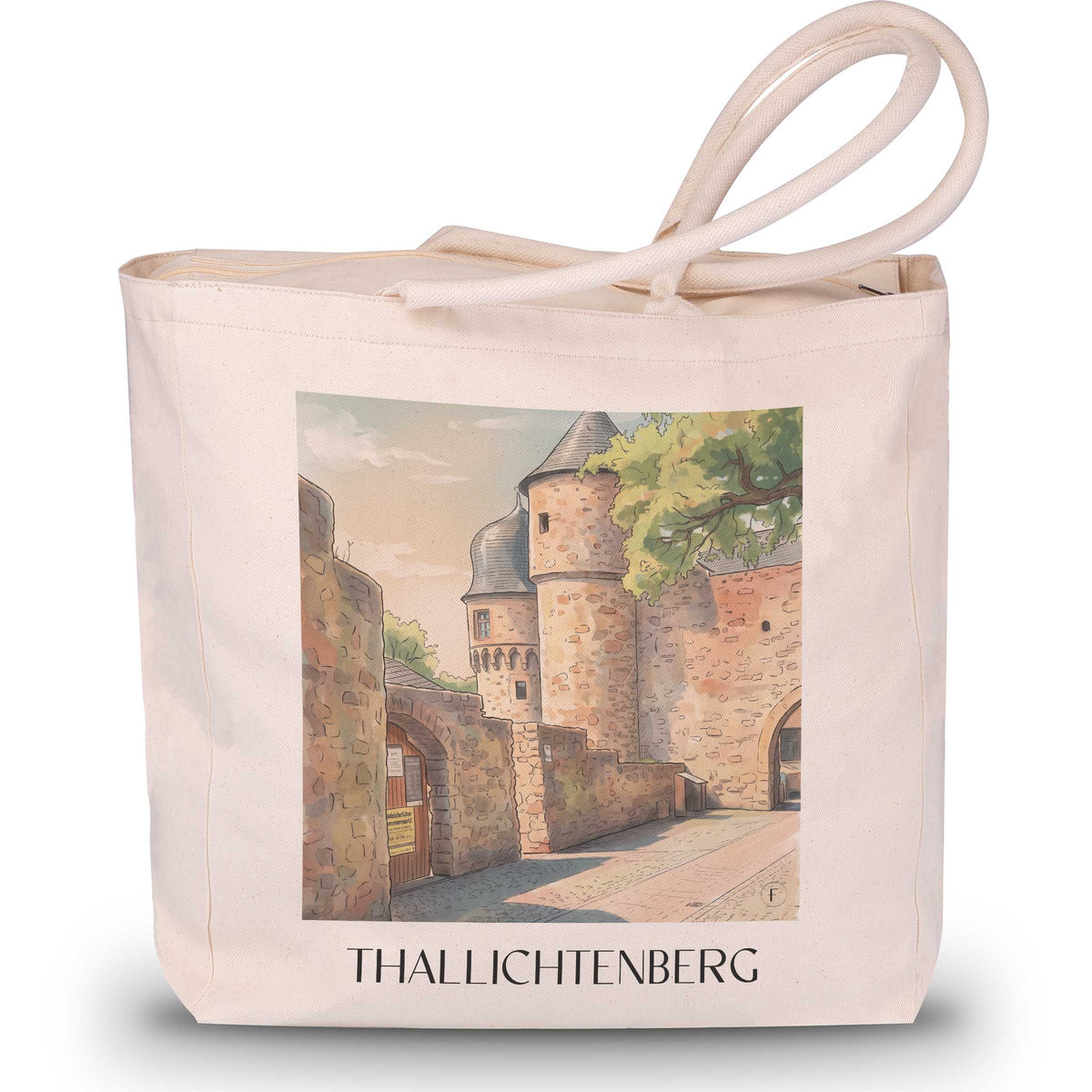 Thallichtenberg Shopping Tasche - Pfälzer Bergland - Deutschland Tote Bag - Einkaufstasche im Aquarell Stil