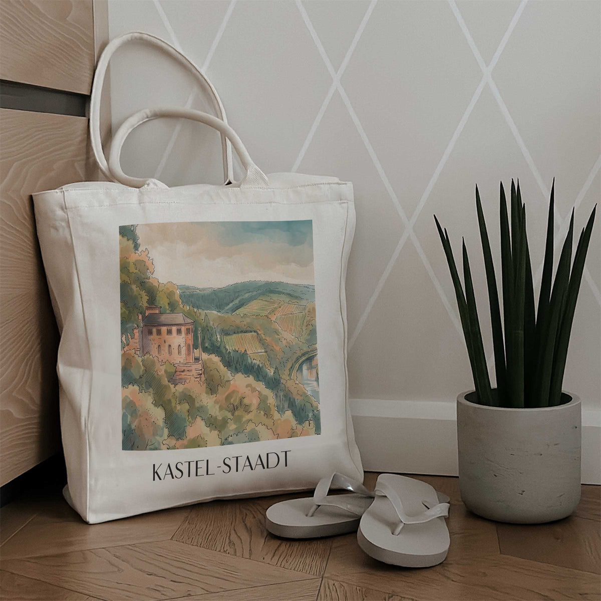 kastel-staadt-saargau-deutschland-einkaufstasche-aquarell