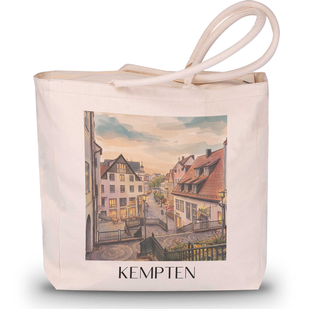Kempten Shopping Tasche - Allgäu - Deutschland Tote Bag - Einkaufstasche im Aquarell Stil