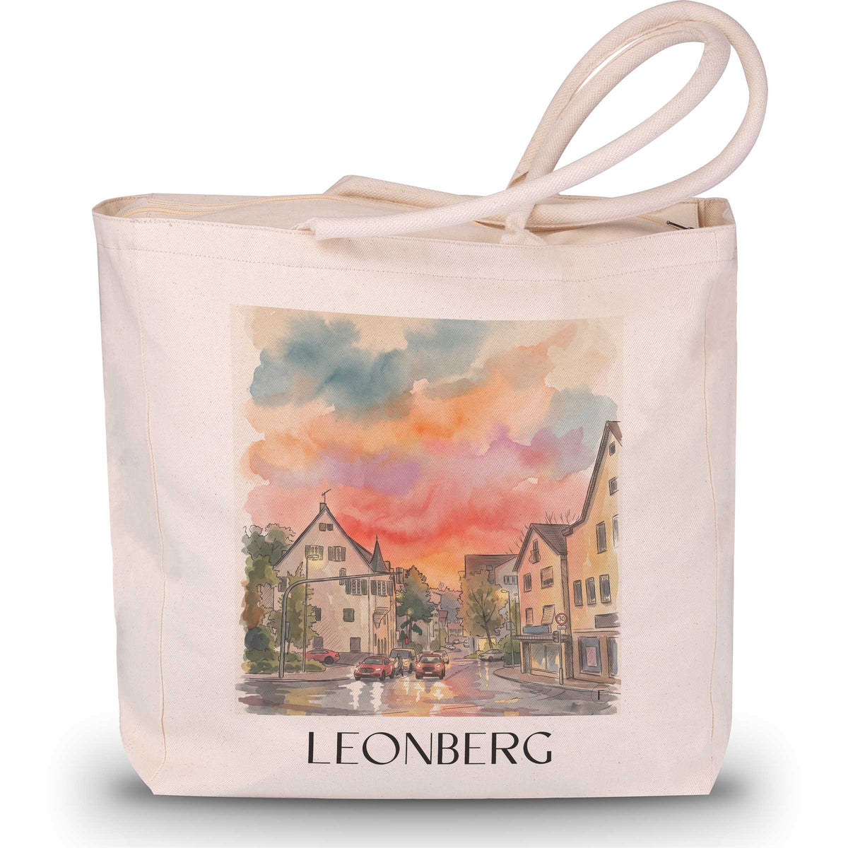 leonberg-stuttgart-deutschland-einkaufstasche-aquarell