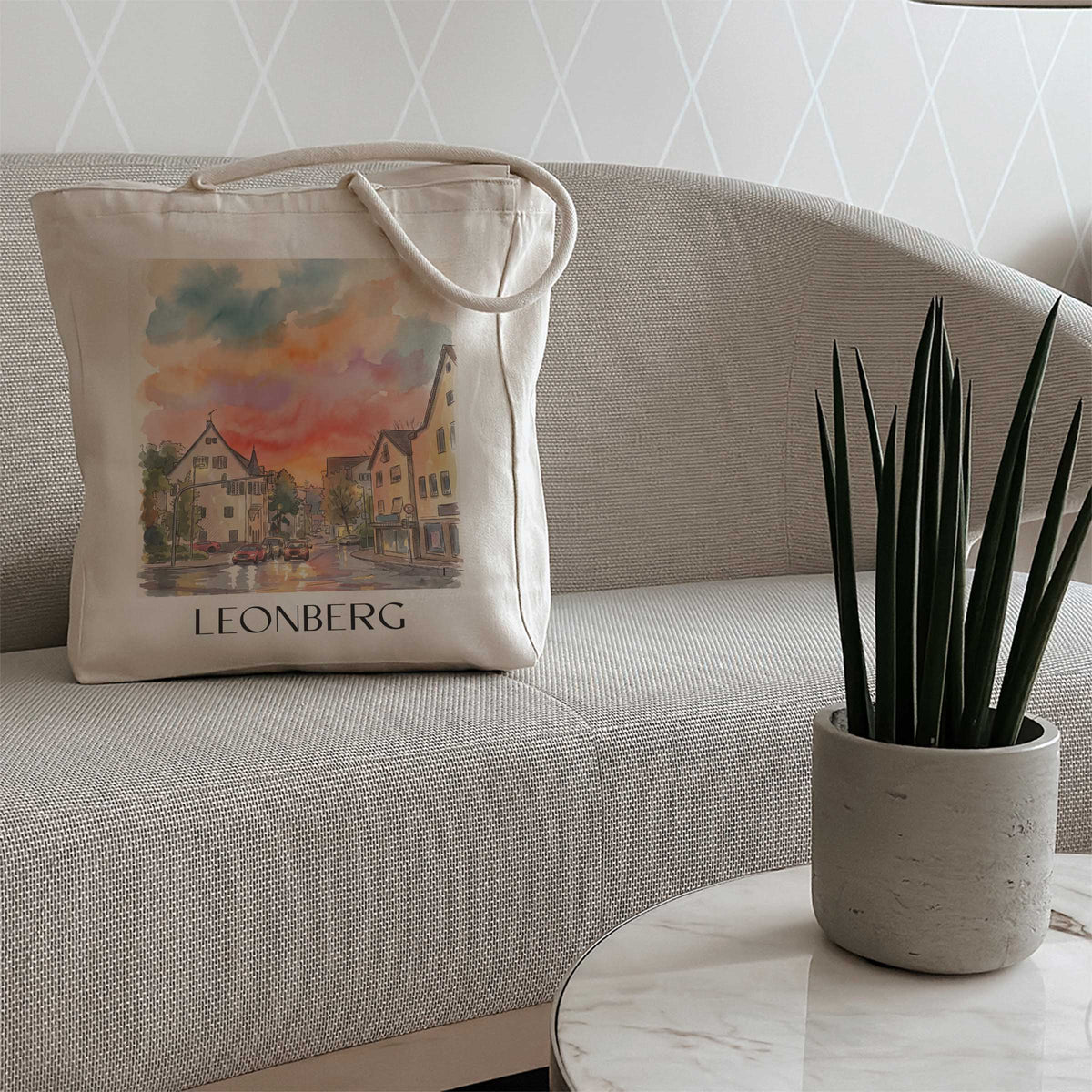 leonberg-stuttgart-deutschland-einkaufstasche-aquarell