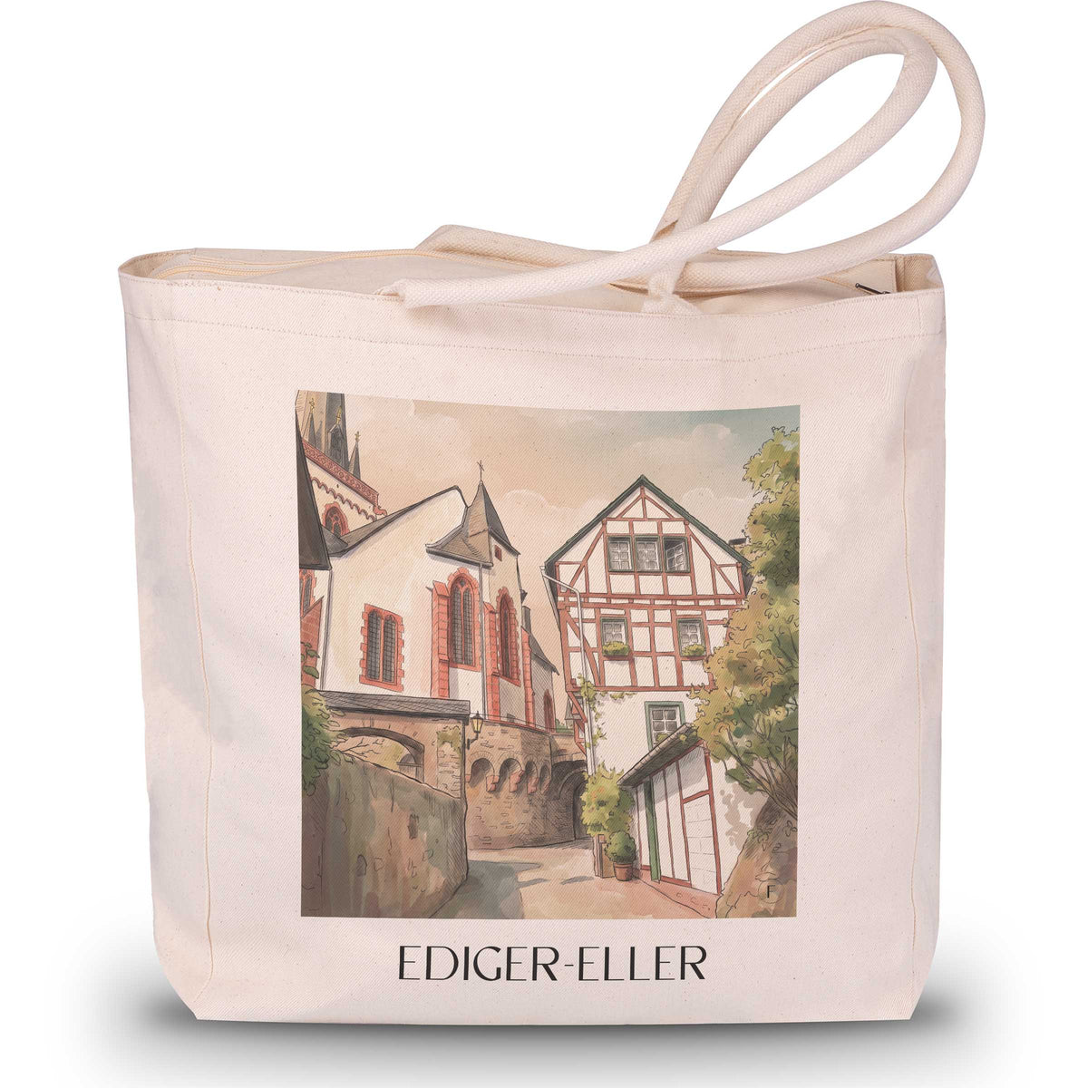 Ediger-Eller Shopping Tasche - Moseltal - Deutschland Tote Bag - Einkaufstasche im Aquarell Stil