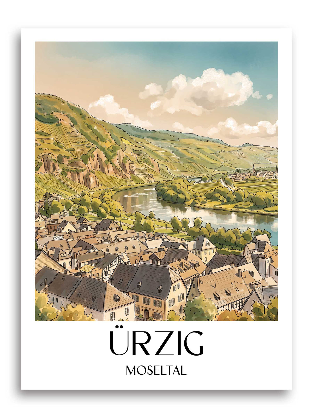 ürzig-moseltal-deutschland-poster-aquarell