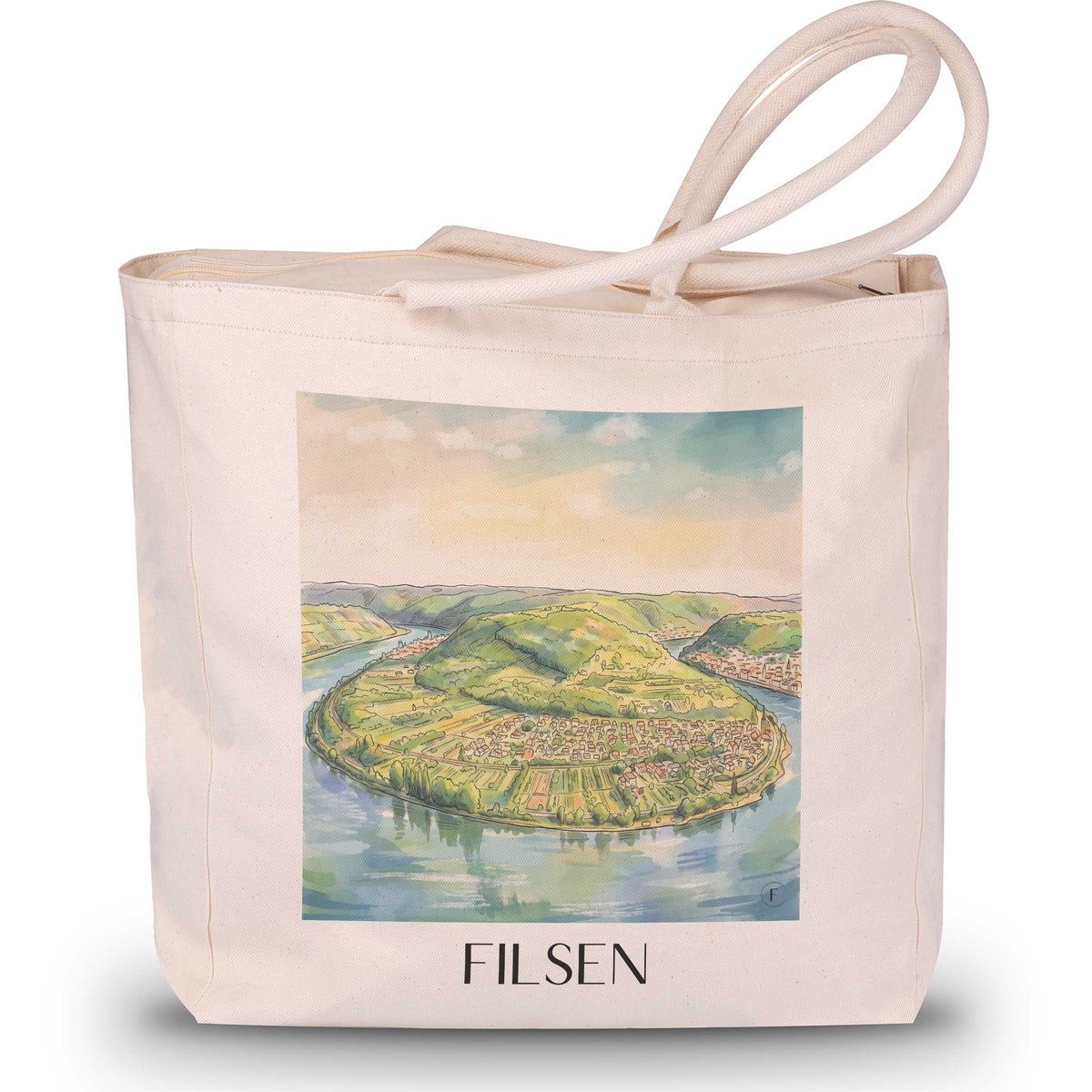 Filsen Shopping Tasche - Mittelrheintal - Deutschland Tote Bag - Einkaufstasche im Aquarell Stil