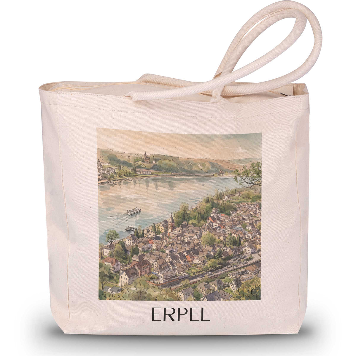 erpel-mittelrheintal-deutschland-einkaufstasche-aquarell