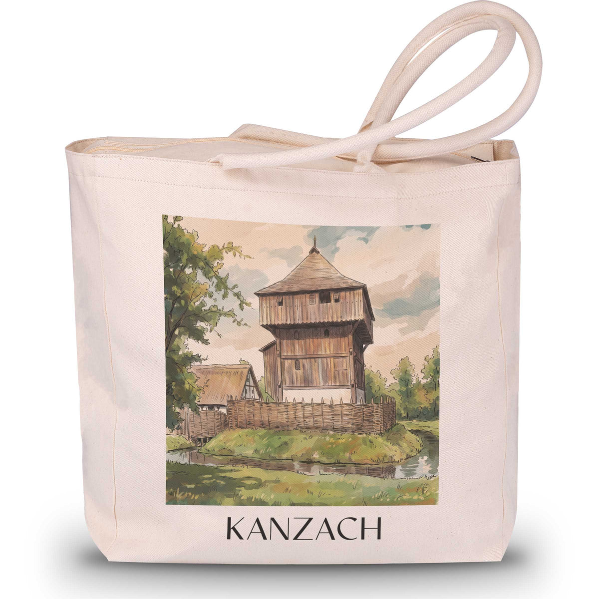 Kanzach Shopping Tasche - Oberschwaben - Deutschland Tote Bag - Einkaufstasche im Aquarell Stil
