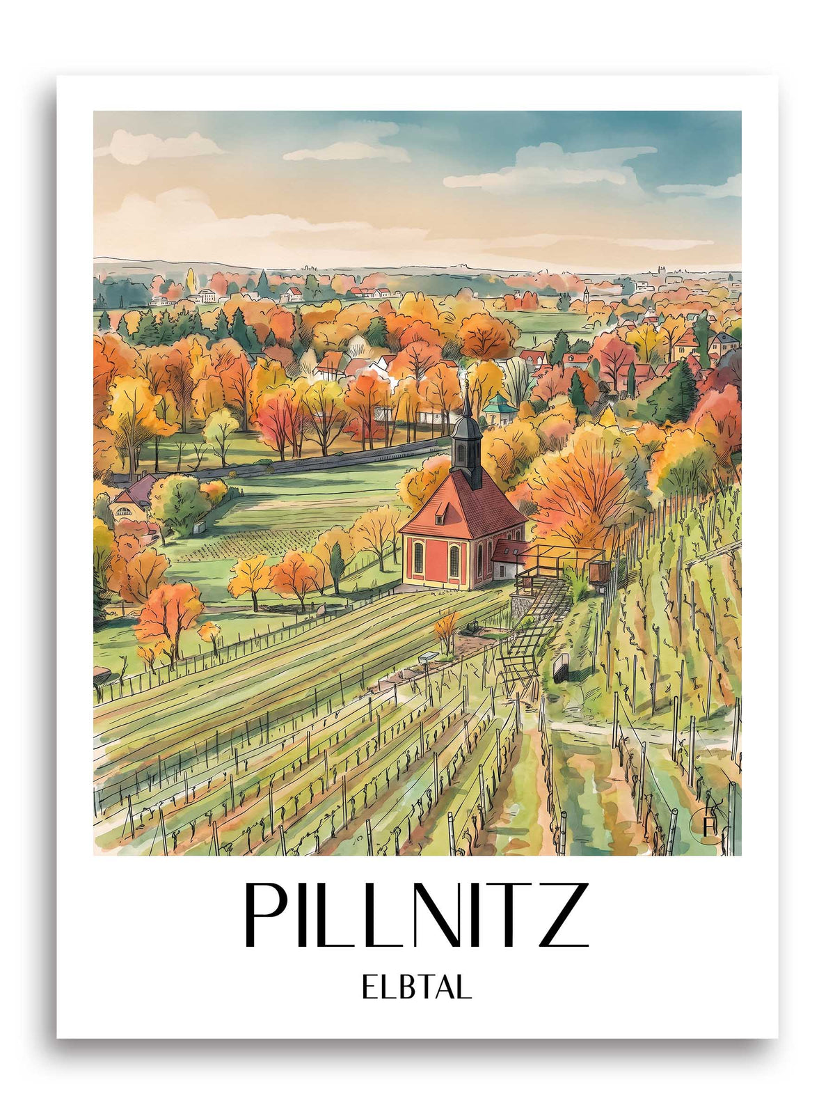 pillnitz-elbtal-deutschland-poster-aquarell