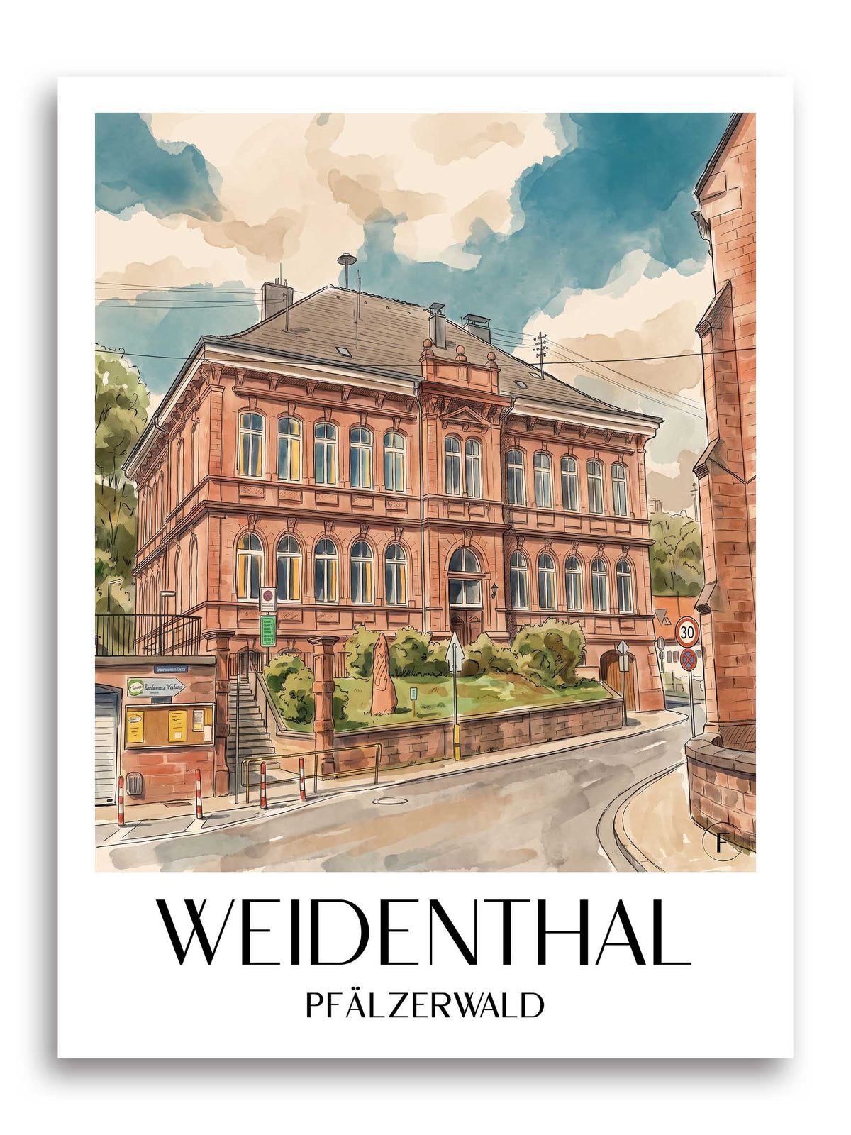 weidenthal-pfälzerwald-deutschland-poster-aquarell