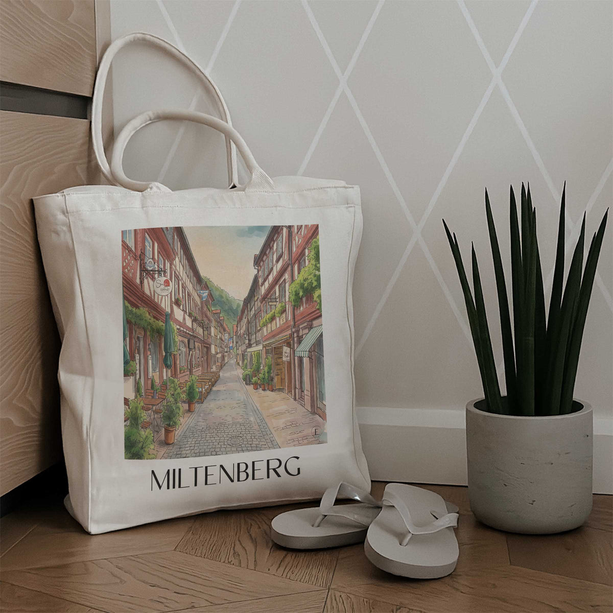 miltenberg-spessart-deutschland-einkaufstasche-aquarell