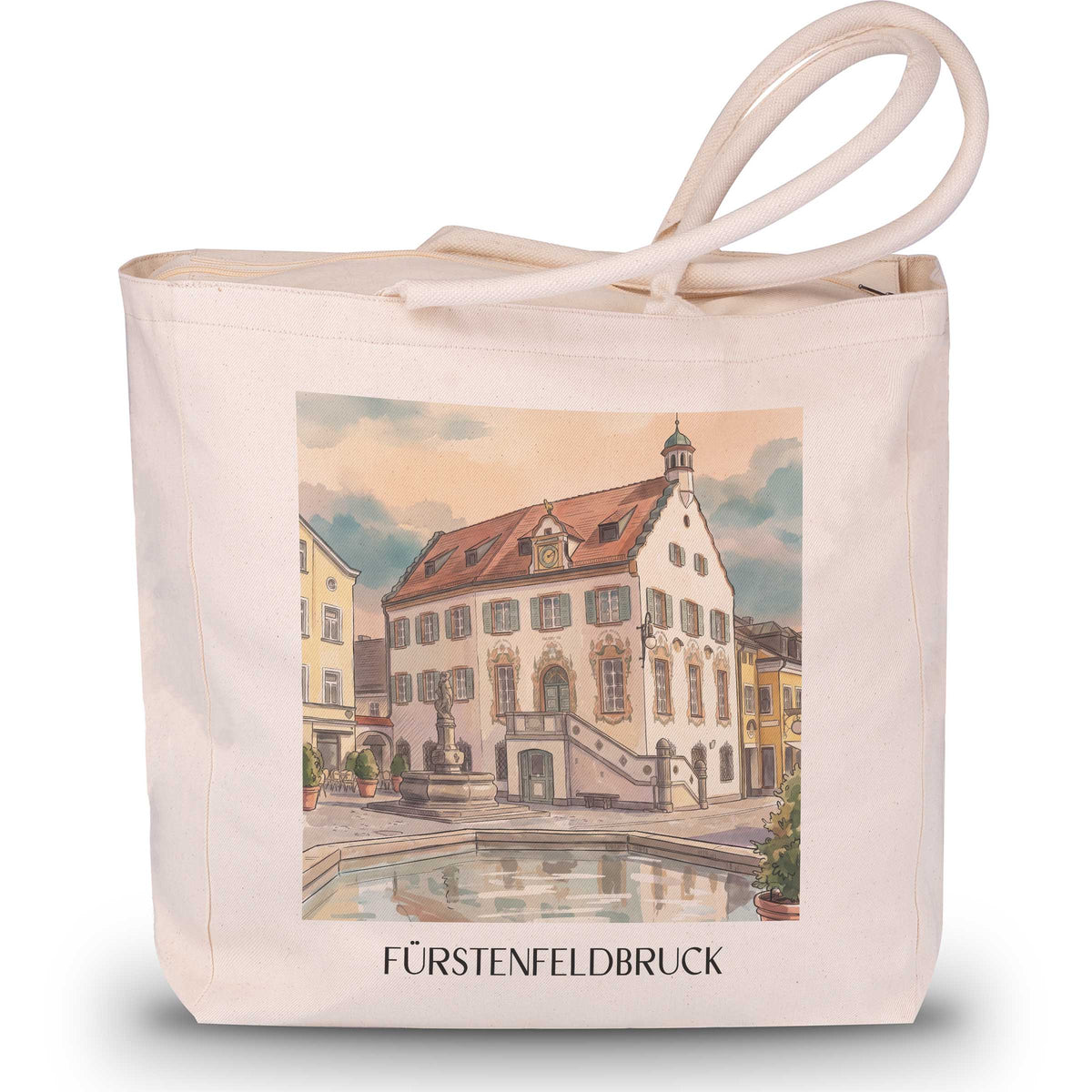 Fürstenfeldbruck Shopping Tasche - Bayern - Deutschland Tote Bag - Einkaufstasche im Aquarell Stil