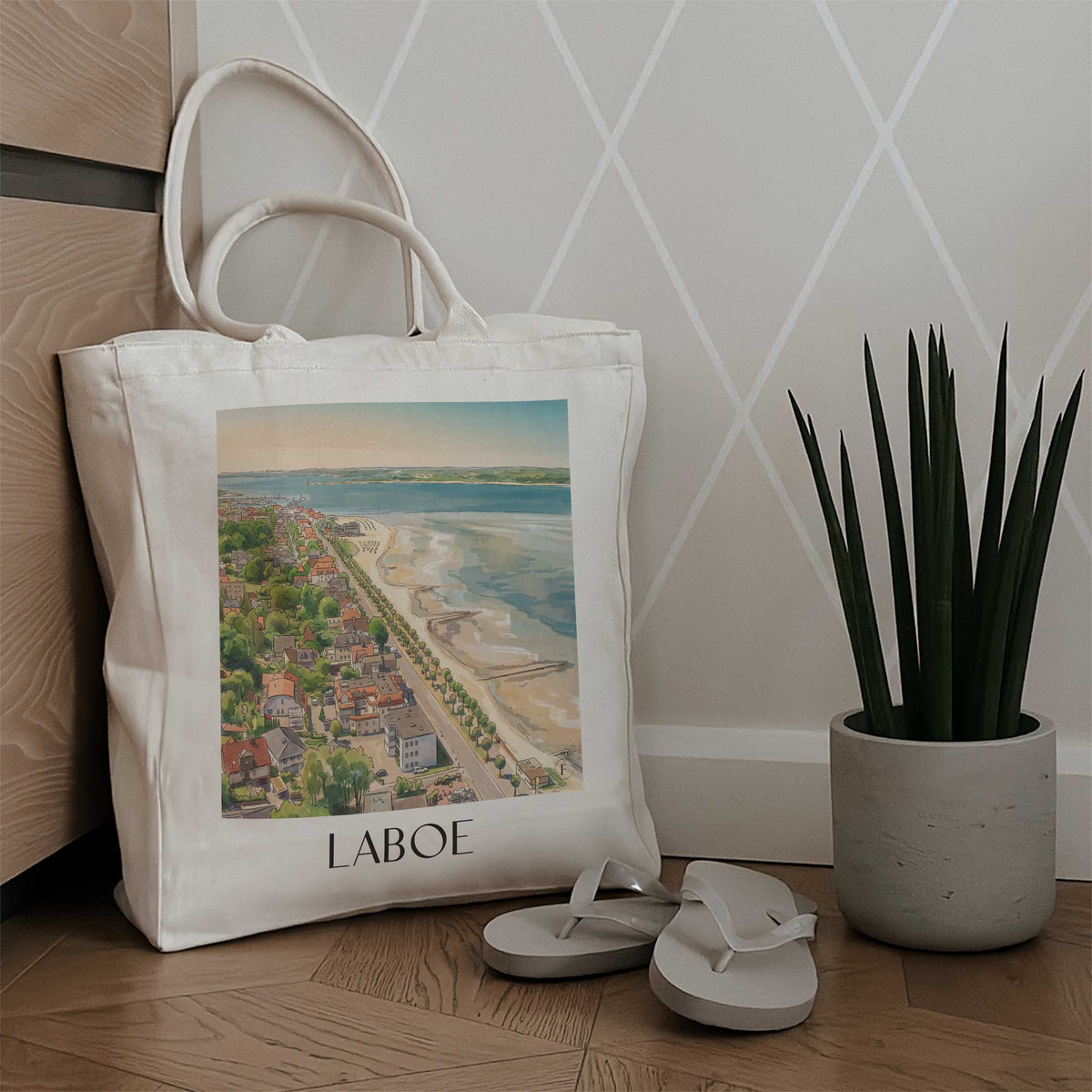 laboe-ostseeküste-deutschland-einkaufstasche-aquarell