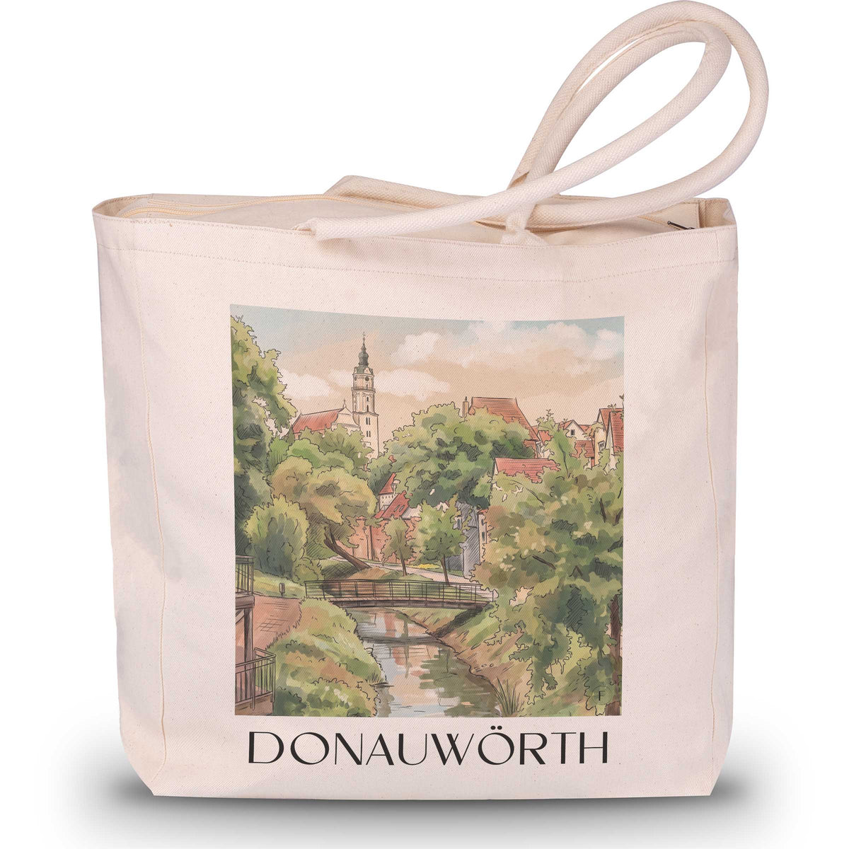 donauwörth-donau-ries-deutschland-einkaufstasche-aquarell
