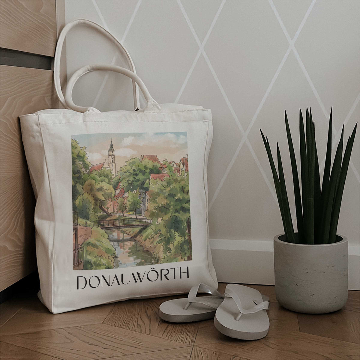 donauwörth-donau-ries-deutschland-einkaufstasche-aquarell