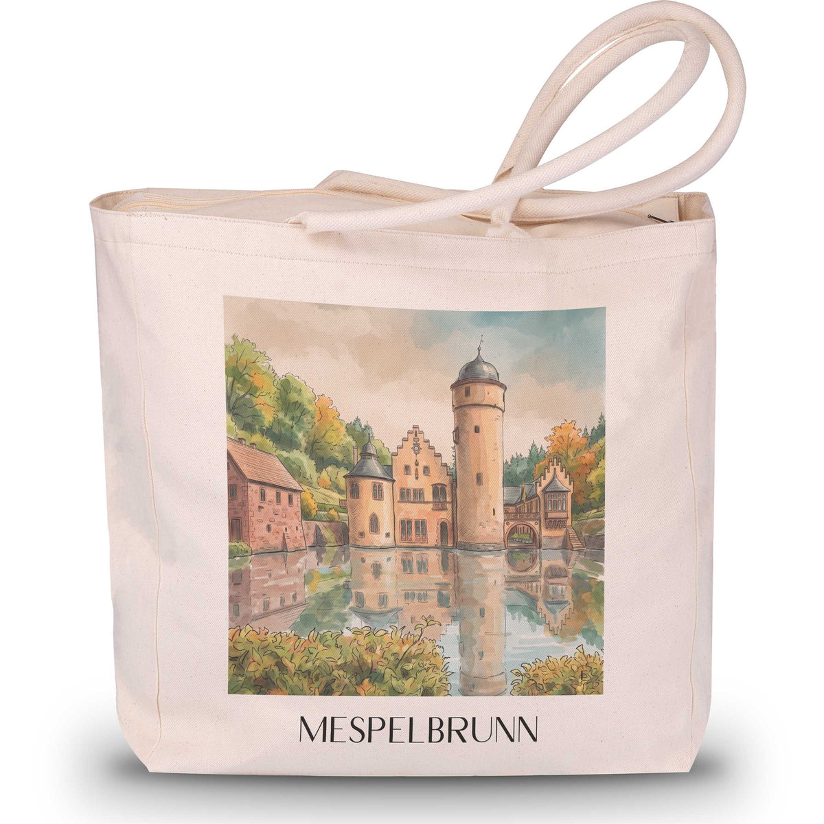 mespelbrunn-spessart-deutschland-einkaufstasche-aquarell