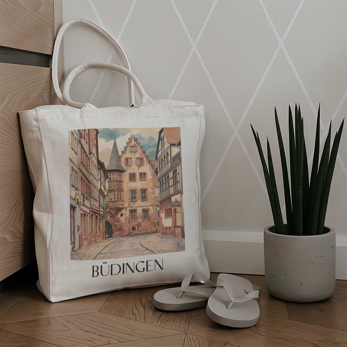 büdingen-wetterau-deutschland-einkaufstasche-aquarell