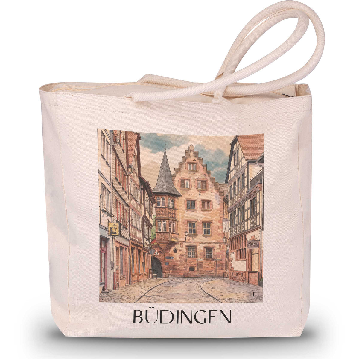 Büdingen Shopping Tasche - Wetterau - Deutschland Tote Bag - Einkaufstasche im Aquarell Stil