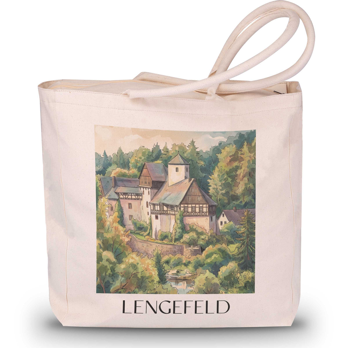 Lengefeld Shopping Tasche - Erzgebirge - Deutschland Tote Bag - Einkaufstasche im Aquarell Stil