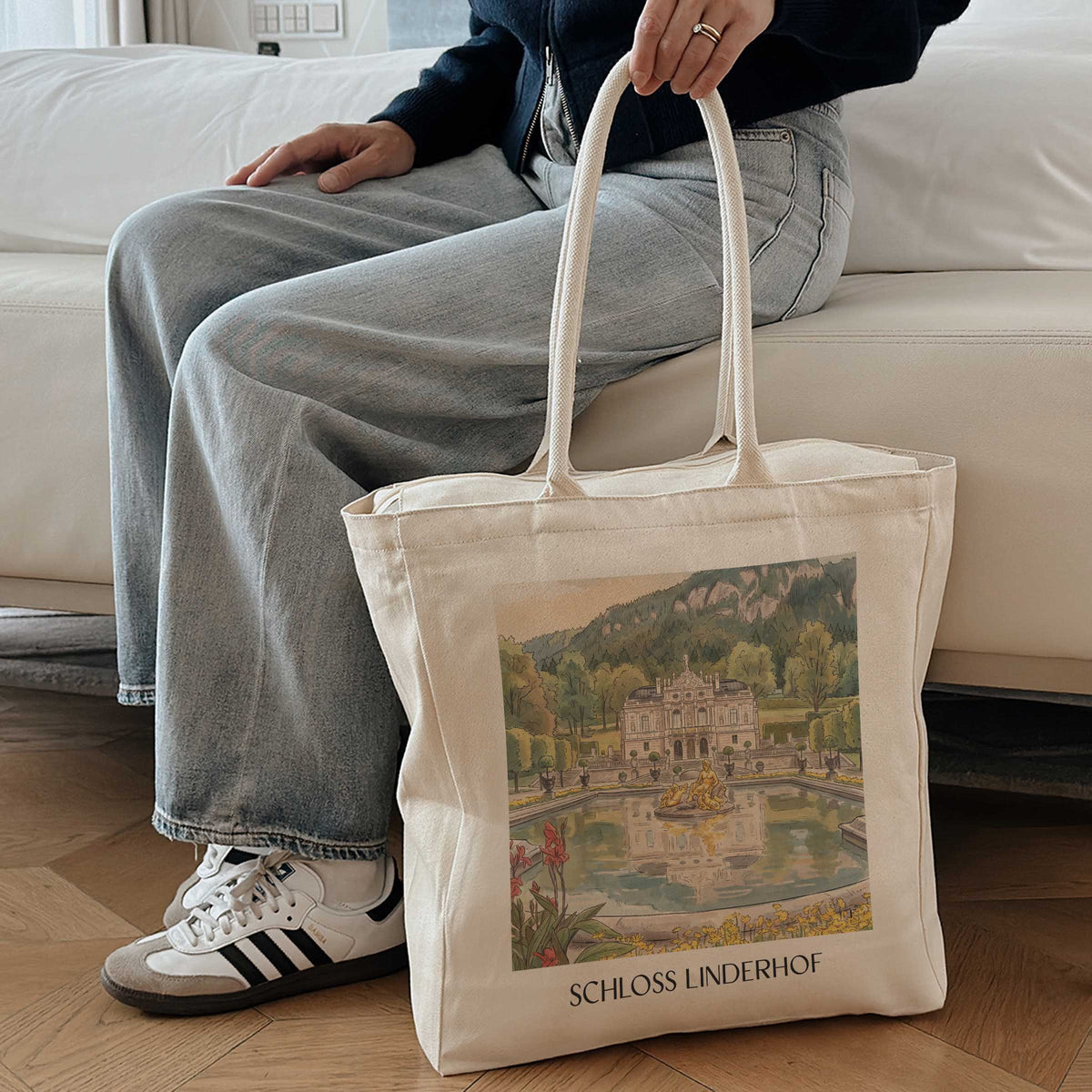 schloss-linderhof-ammergauer-alpen-deutschland-einkaufstasche-aquarell
