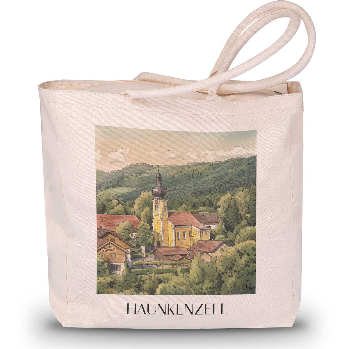 Haunkenzell Shopping Tasche - Bayerischer Wald - Deutschland Tote Bag - Einkaufstasche im Aquarell Stil
