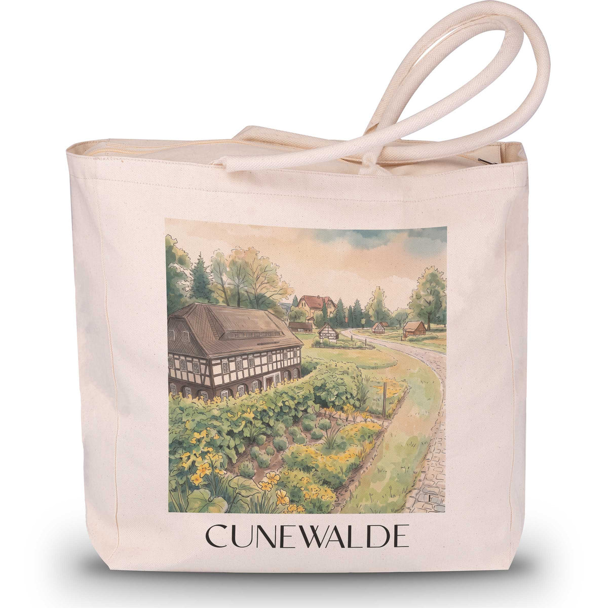 cunewalde-oberlausitz-deutschland-einkaufstasche-aquarell