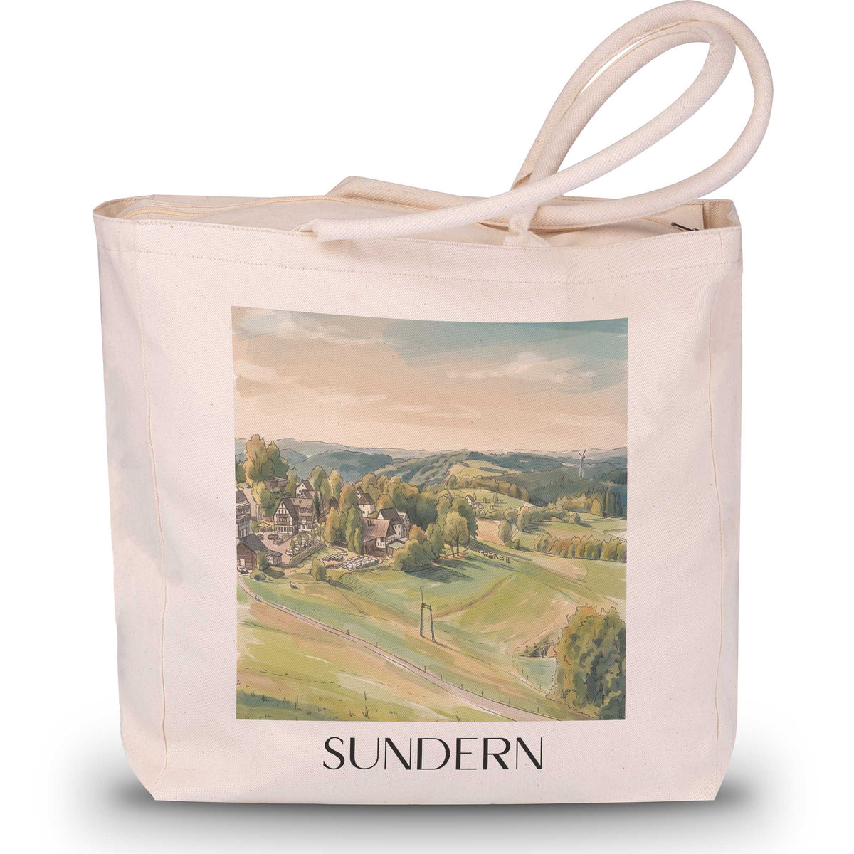 Sundern Shopping Tasche - Sauerland - Deutschland Tote Bag - Einkaufstasche im Aquarell Stil