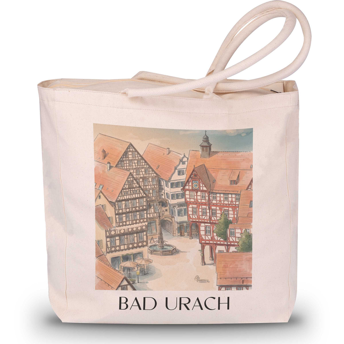 Bad Urach Shopping Tasche - Schwäbische Alb - Deutschland Tote Bag - Einkaufstasche im Aquarell Stil