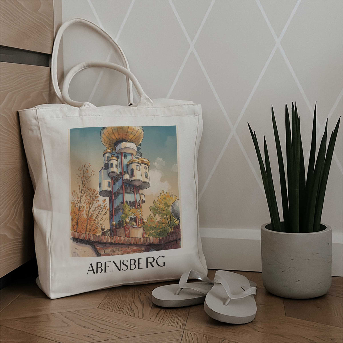 abensberg-donautal-deutschland-einkaufstasche-aquarell