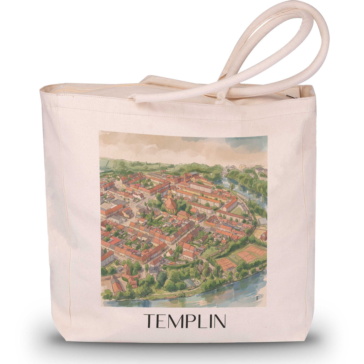 Templin Shopping Tasche - Uckermark - Deutschland Tote Bag - Einkaufstasche im Aquarell Stil