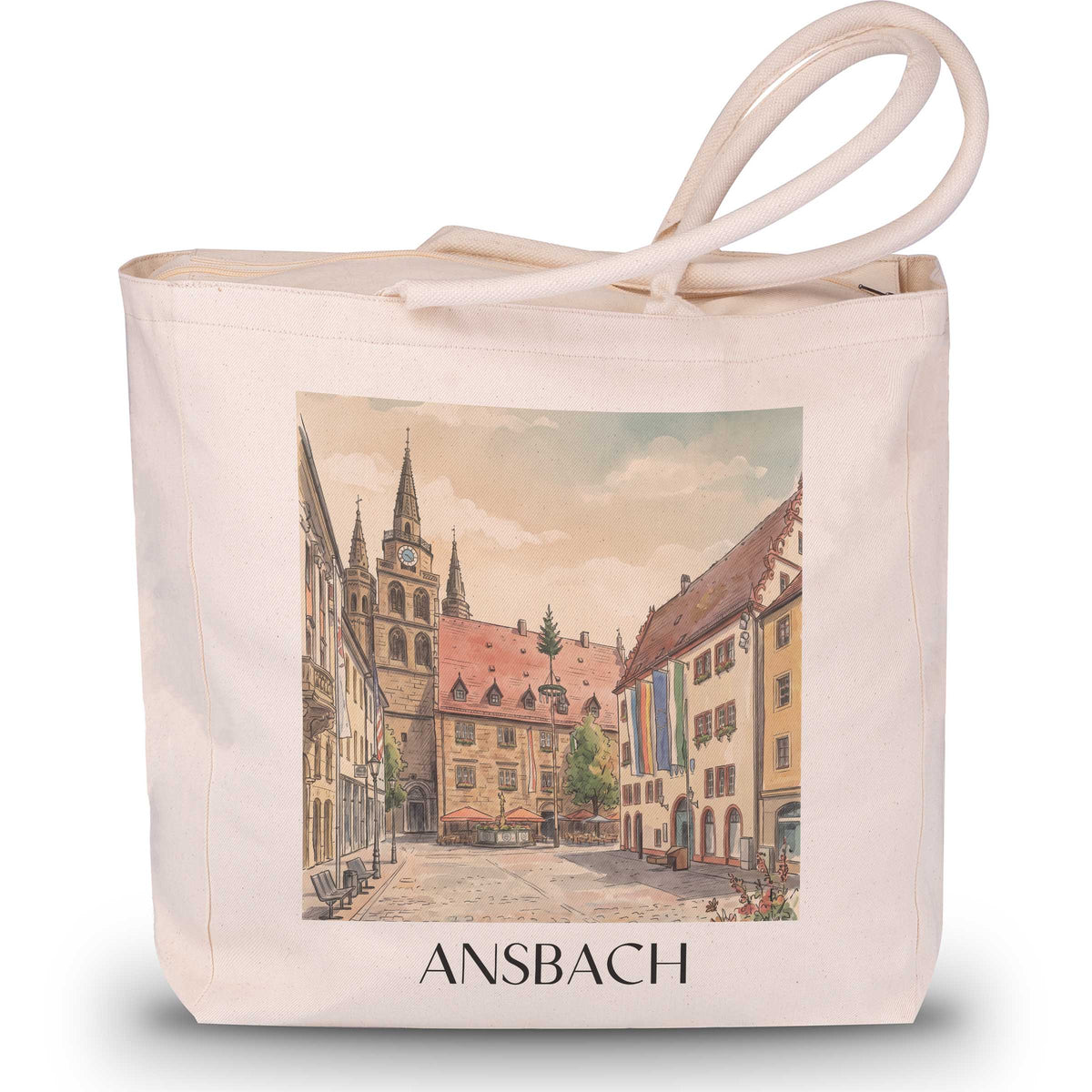 Ansbach Shopping Tasche - Mittelfranken - Deutschland Tote Bag - Einkaufstasche im Aquarell Stil