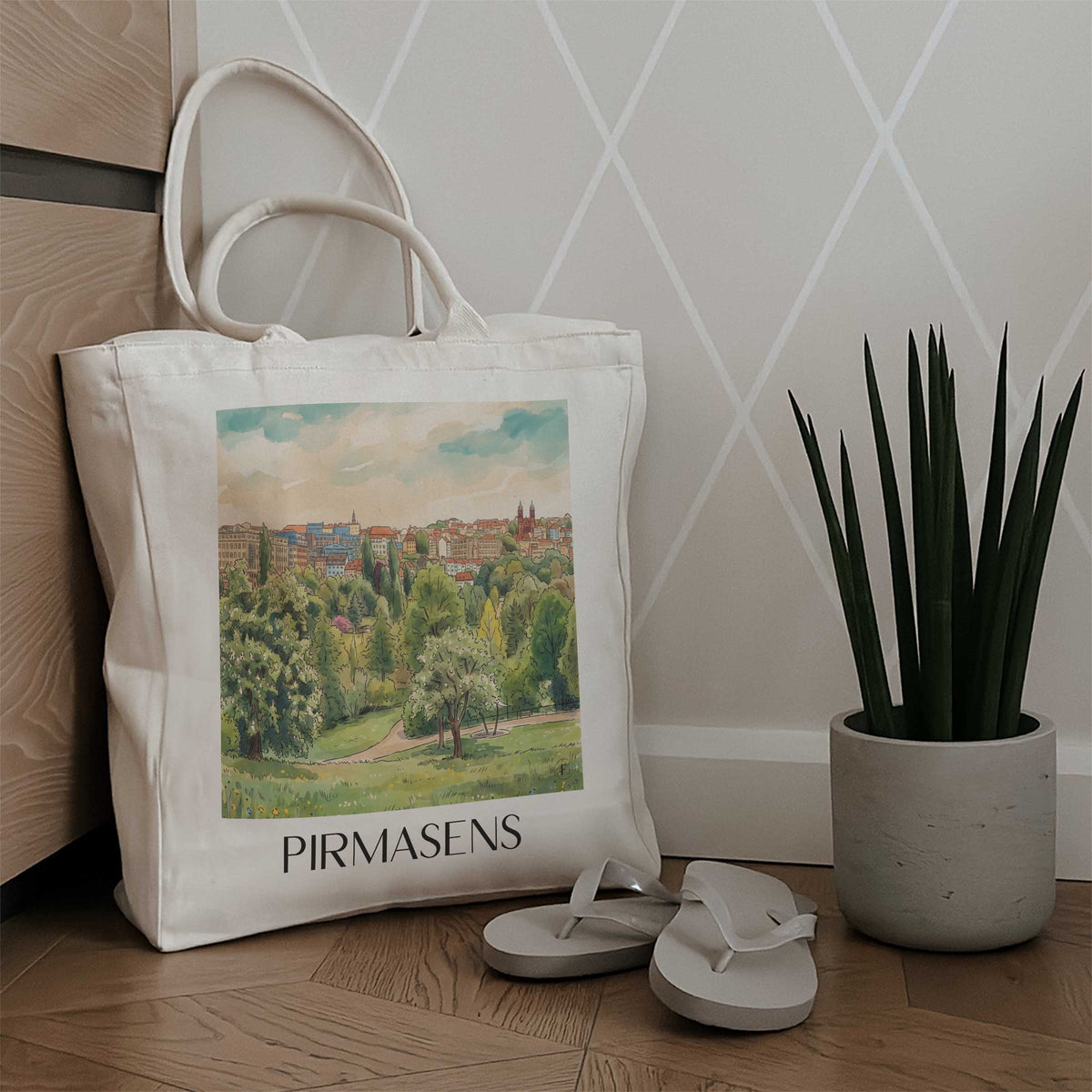 pirmasens-pfälzerwald-deutschland-einkaufstasche-aquarell