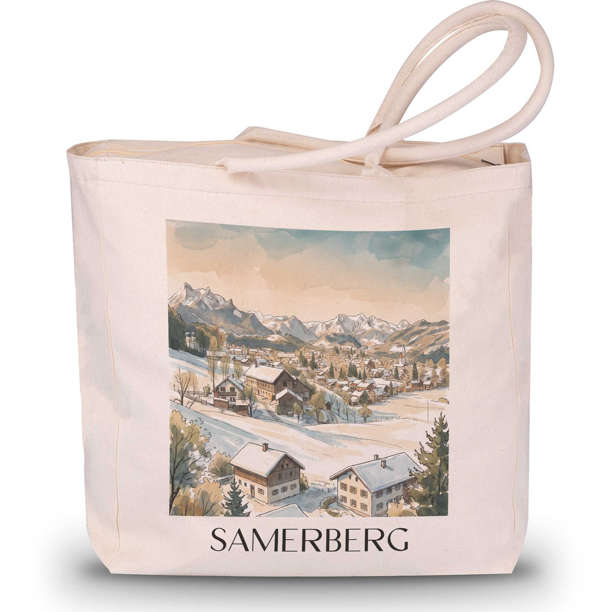 samerberg-chiemgau-deutschland-einkaufstasche-aquarell
