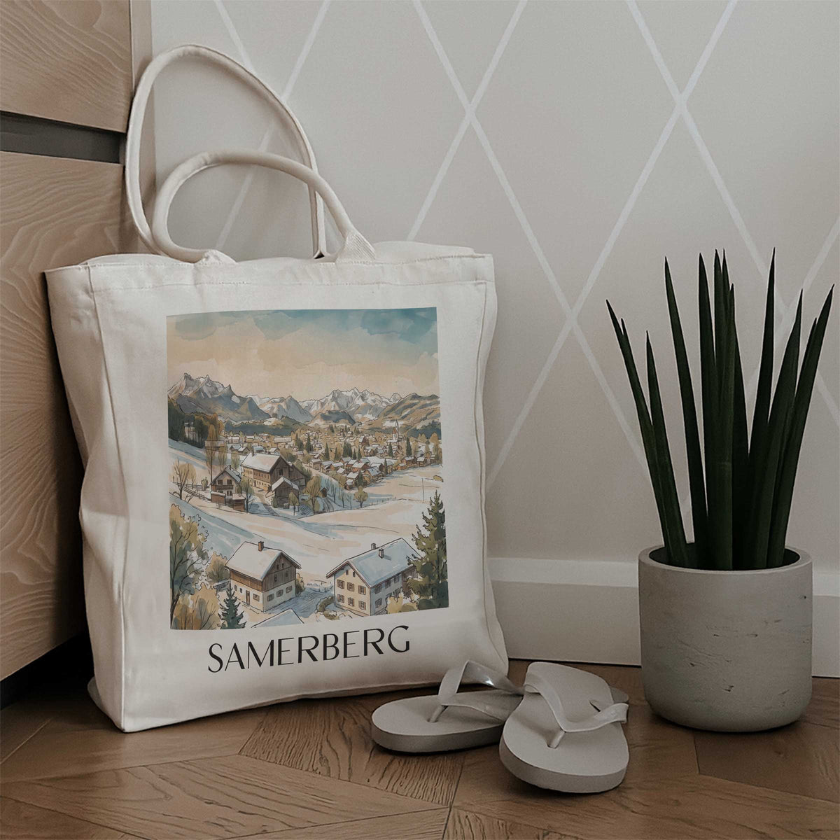 samerberg-chiemgau-deutschland-einkaufstasche-aquarell