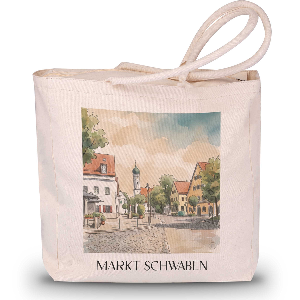 Markt Schwaben Shopping Tasche - Bayern - Deutschland Tote Bag - Einkaufstasche im Aquarell Stil