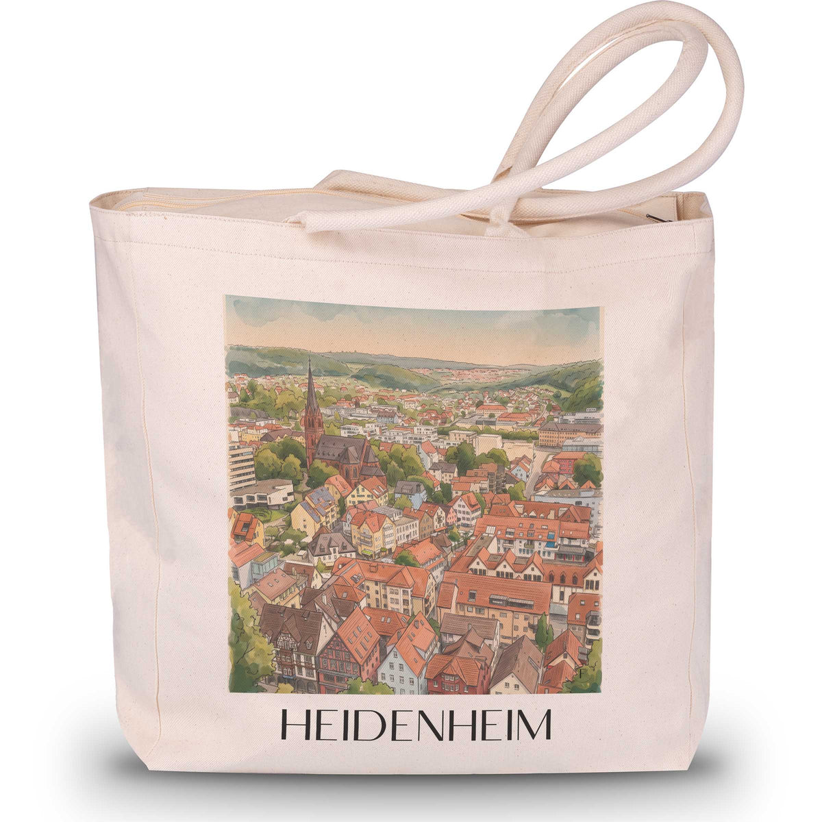 Heidenheim Shopping Tasche - Schwäbische Alb - Deutschland Tote Bag - Einkaufstasche im Aquarell Stil