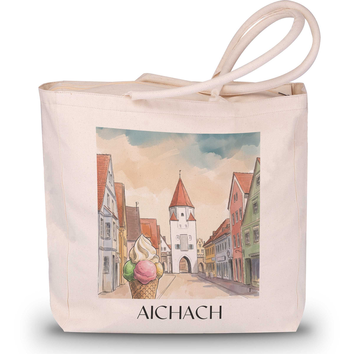 aichach-bayern-deutschland-einkaufstasche-aquarell