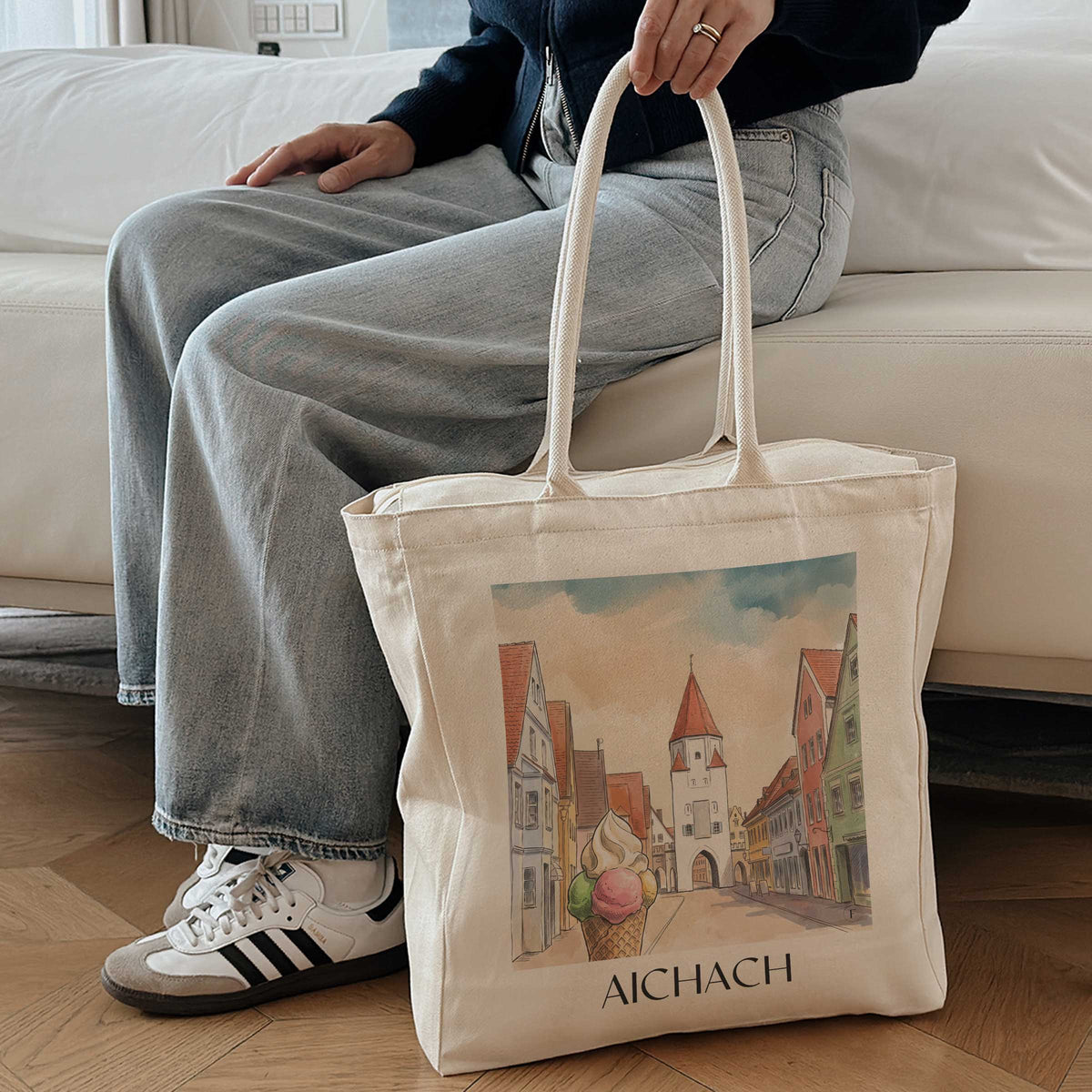 aichach-bayern-deutschland-einkaufstasche-aquarell