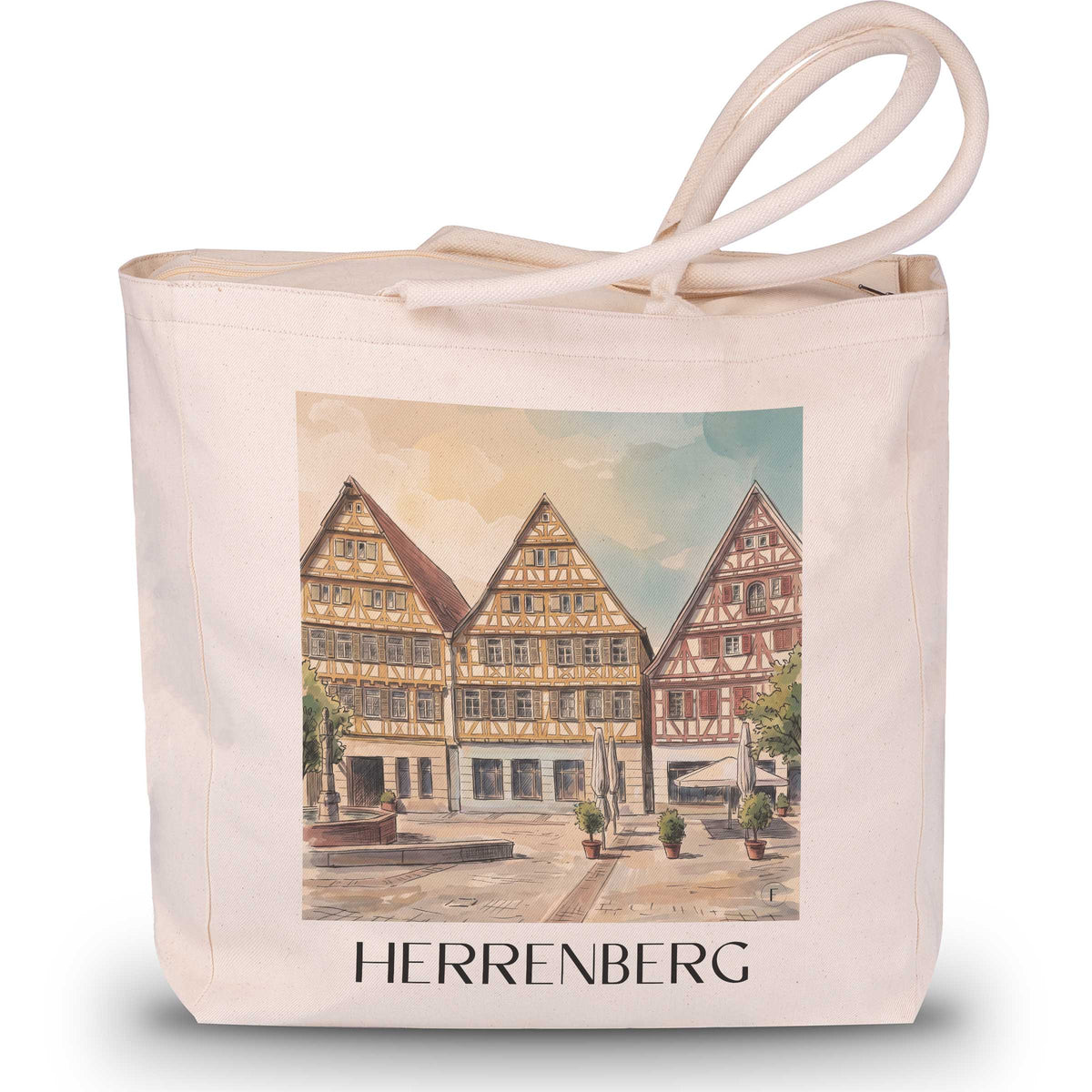 Herrenberg Shopping Tasche - Schönbuch - Deutschland Tote Bag - Einkaufstasche im Aquarell Stil