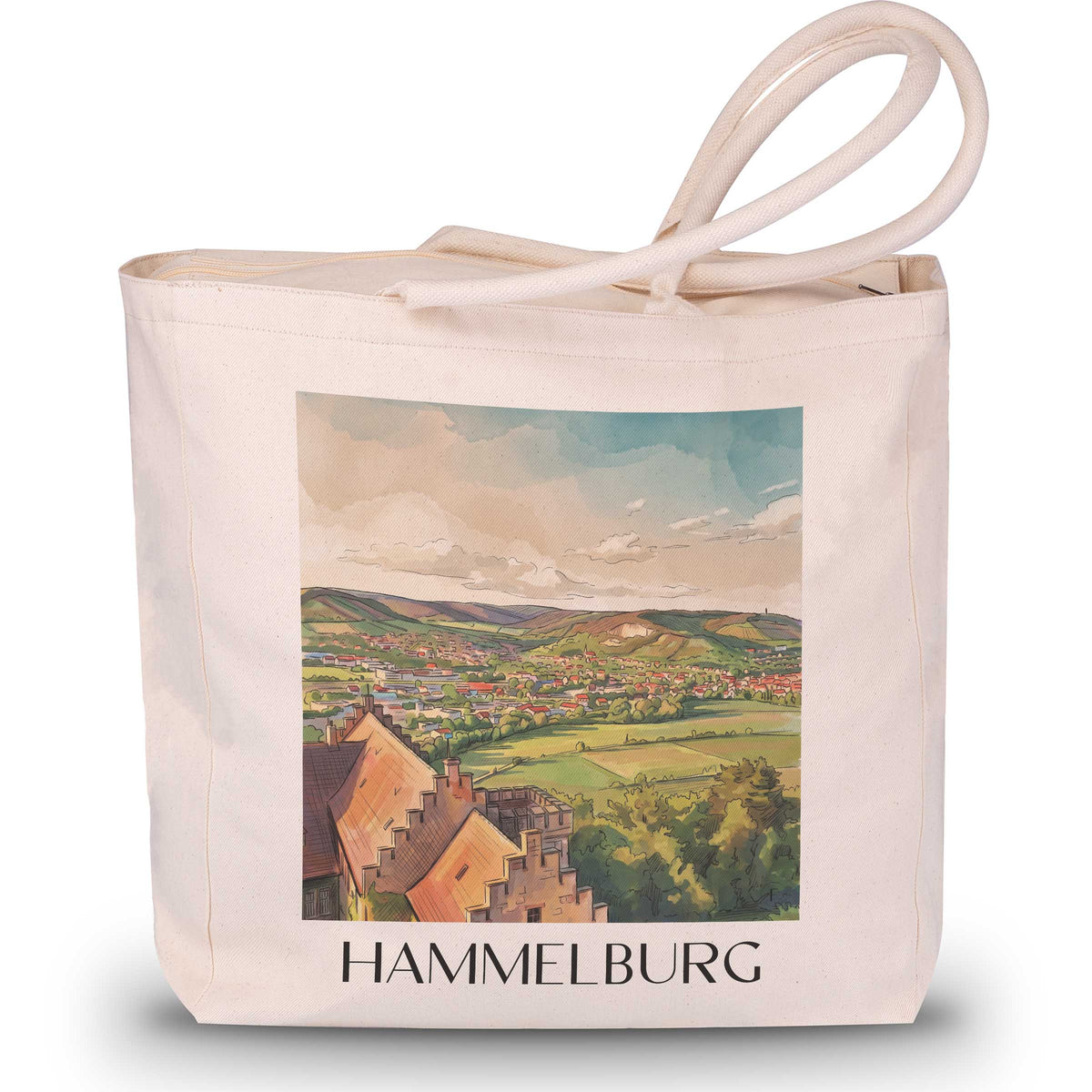 Hammelburg Shopping Tasche - Rhön - Deutschland Tote Bag - Einkaufstasche im Aquarell Stil