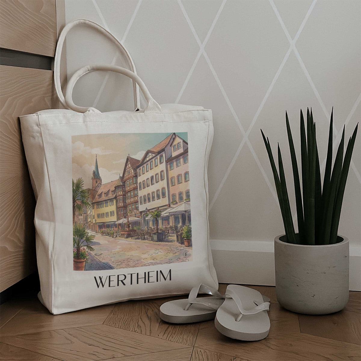wertheim-taubertal-deutschland-einkaufstasche-aquarell