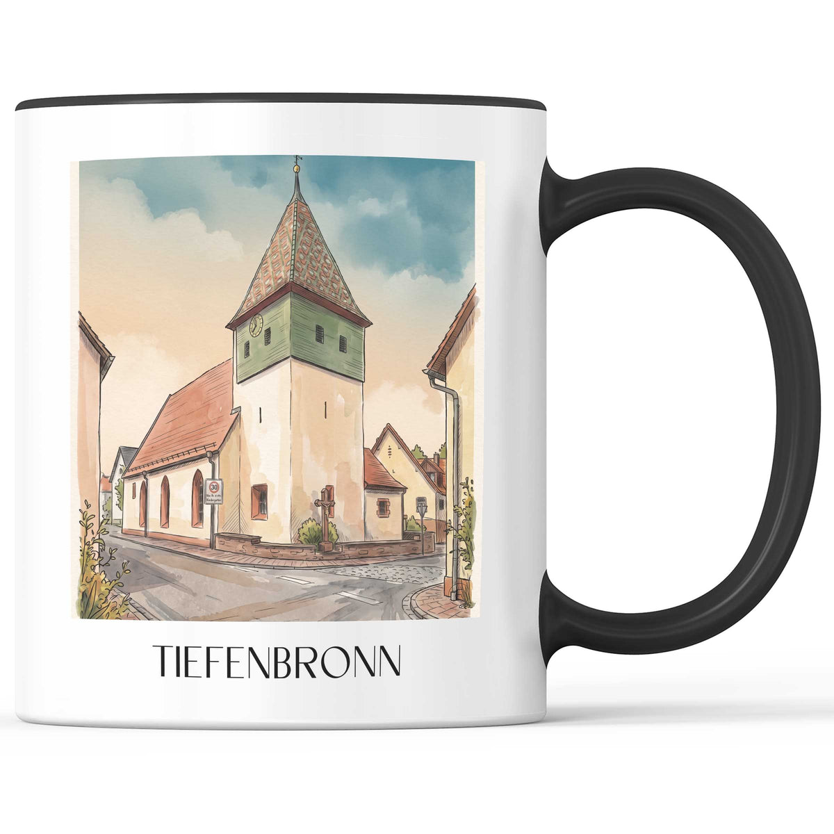 tiefenbronn-heckengäu-deutschland-kaffeebecher-aquarell