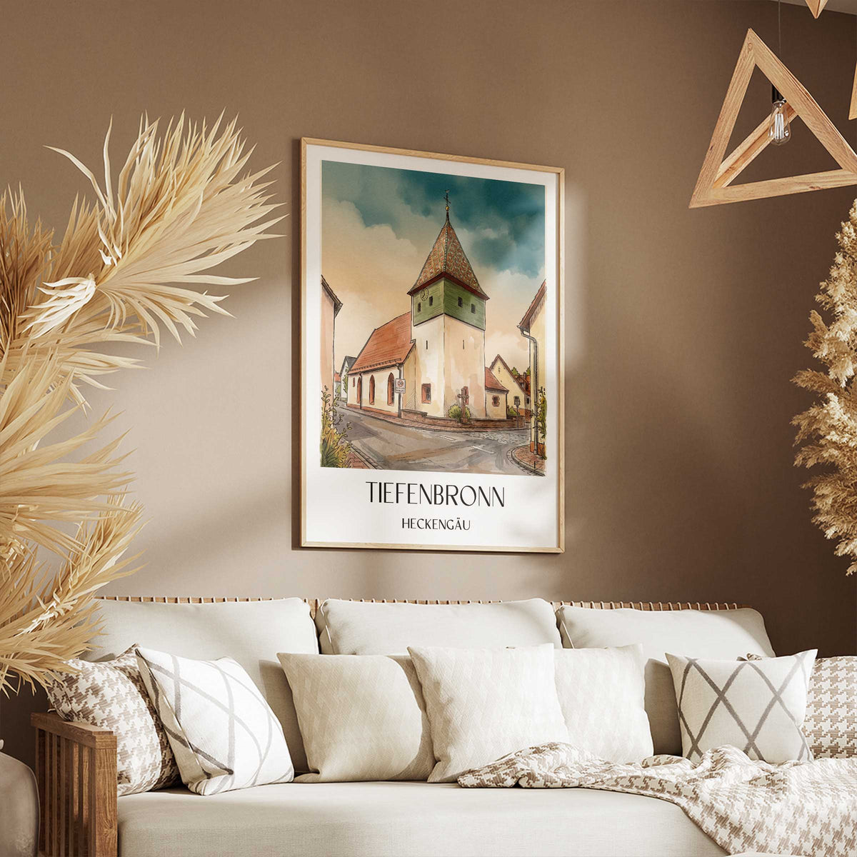 tiefenbronn-heckengäu-deutschland-poster-aquarell