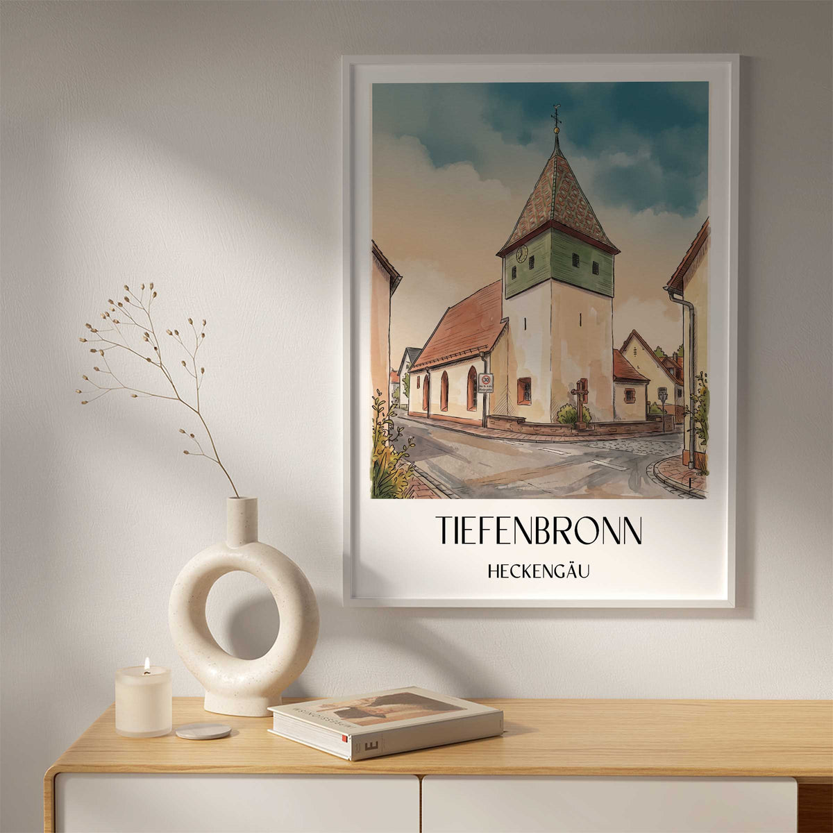 tiefenbronn-heckengäu-deutschland-poster-aquarell