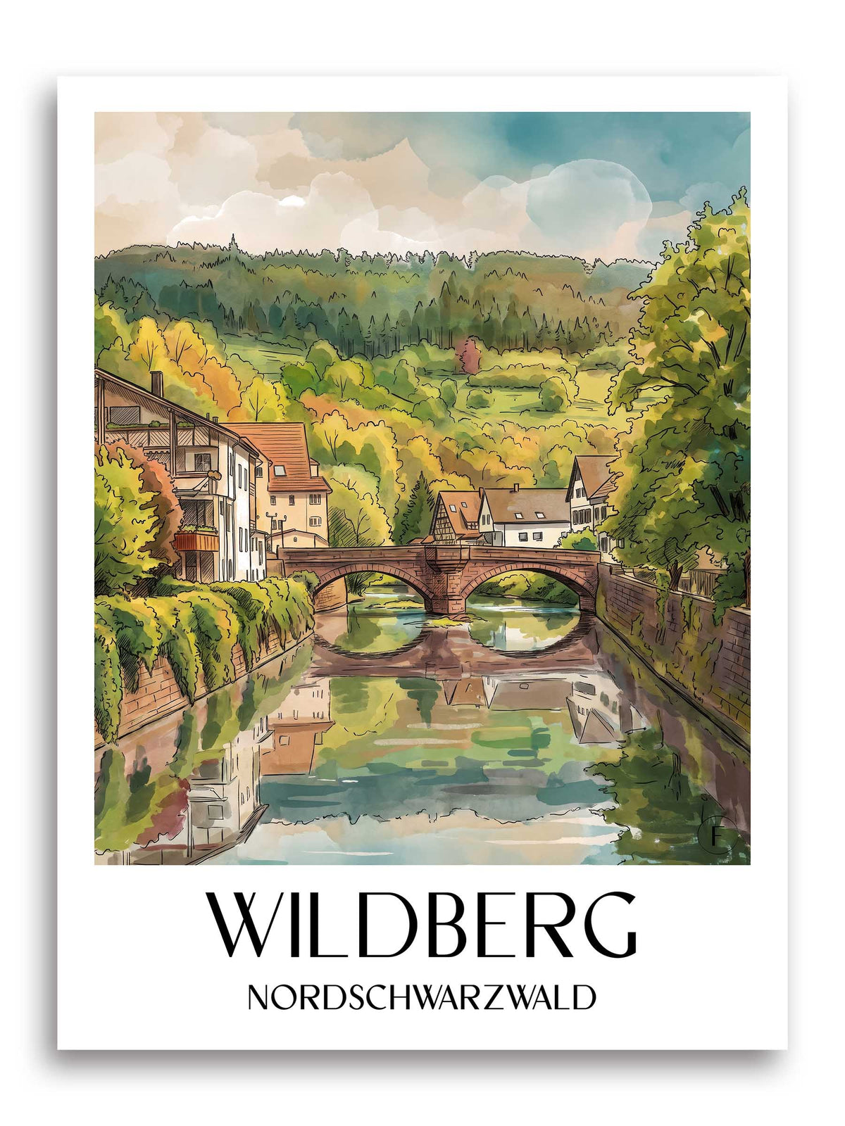 wildberg-nordschwarzwald-deutschland-poster-aquarell
