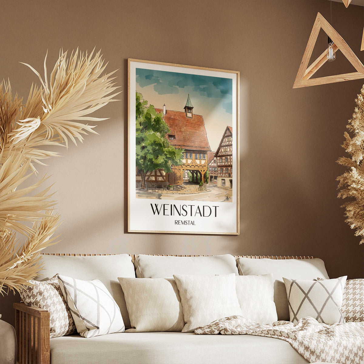 weinstadt-remstal-deutschland-poster-aquarell