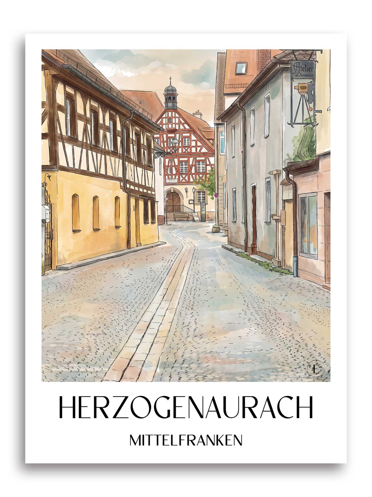 herzogenaurach-mittelfranken-deutschland-poster-aquarell