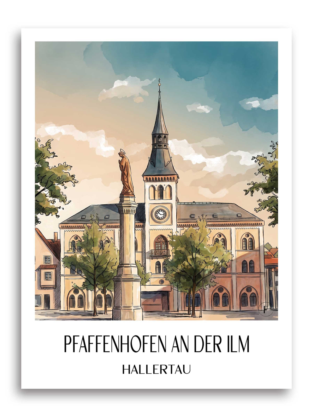 pfaffenhofen-an-der-ilm-hallertau-deutschland-poster-aquarell